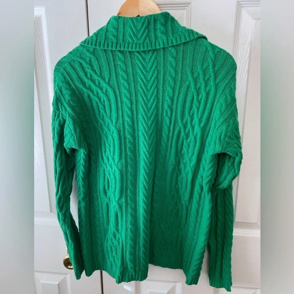 j. jill Meadow Green Cotton Blend Oversized Collared Cable‎ Knit Sweater XS